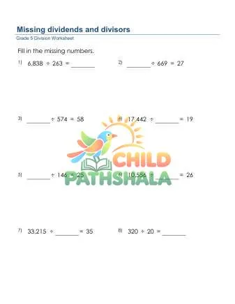 Preview of Missing Number Solve By Long Division