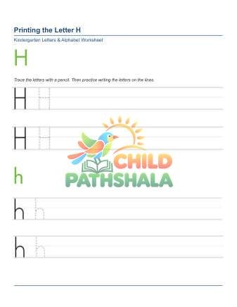 Printing Letters H Worksheet for Grade 1