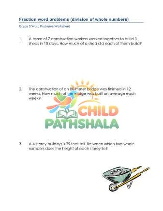 Preview of Word Problems Divide Whole Numbers Fractions