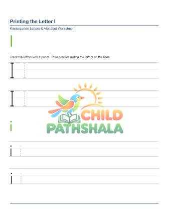 Printing Letters I Worksheet for Grade 1