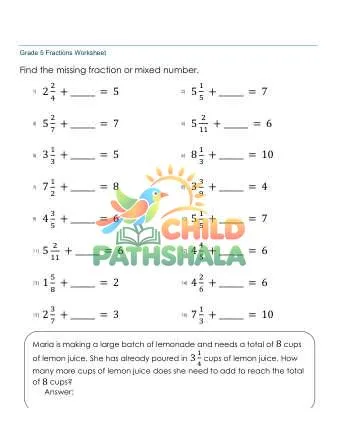 Preview of Completing Whole Number Mixed Numbers