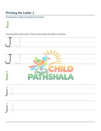 Printing Letters J Worksheet for Grade 1