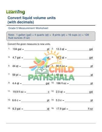 Converting Fluid Volume Units Decimals C