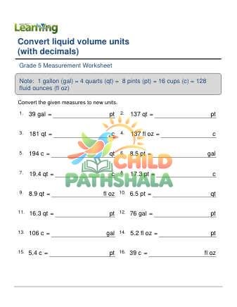 Converting Fluid Volume Units Decimals D