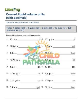 Converting Fluid Volume Units Decimals E