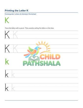 Printing Letters K Worksheet for Grade 1
