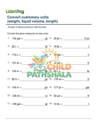 Converting Units Mixed With Decimals F Worksheet for Grade 5
