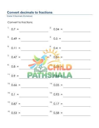 Decimals To Fractions No Simplify A