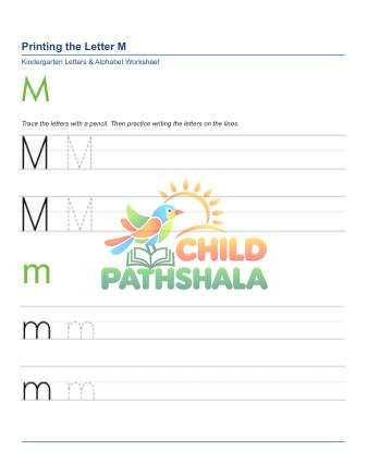 Printing Letters M Worksheet for Grade 1