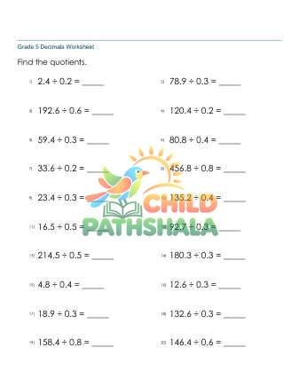 Dividing Decimals 1d Quotient Whole Number C