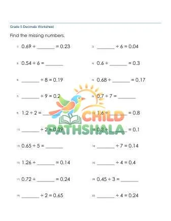 Preview of Dividing Decimals 2d By Whole Number Missing