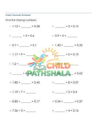 Dividing Decimals 2d By Whole Number Missing B