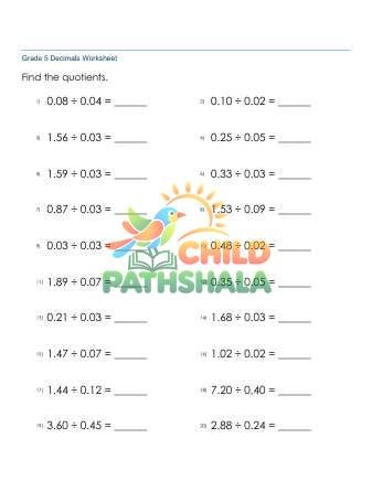 Preview of Dividing Decimals 2d Quotient Whole Number B