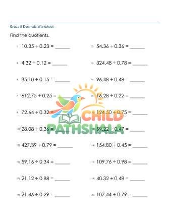 Preview of Dividing Decimals 2d Quotient Whole Number C