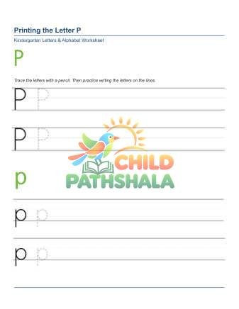 Printing Letters P Worksheet for Grade 1