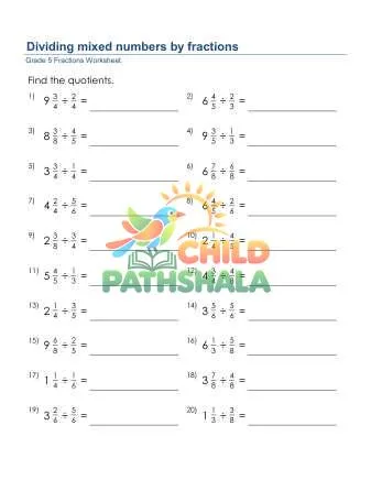 Preview of Dividing Mixed Numbers By Fractions