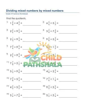 Preview of Dividing Mixed Numbers By Mixed Numbers