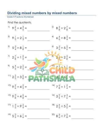 Preview of Dividing Mixed Numbers By Mixed Numbers B
