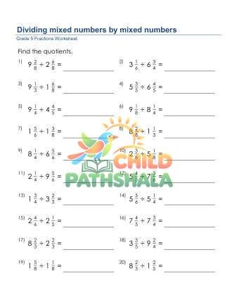 Preview of Dividing Mixed Numbers By Mixed Numbers C