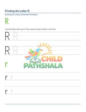 Printing Letters R Worksheet for Grade 1