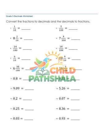 Preview of Fractions Improper Mixed To Decimals A