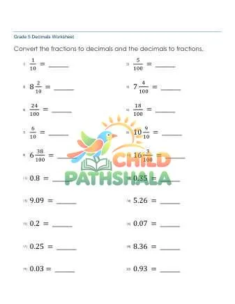 Preview of Fractions Improper Mixed To Decimals