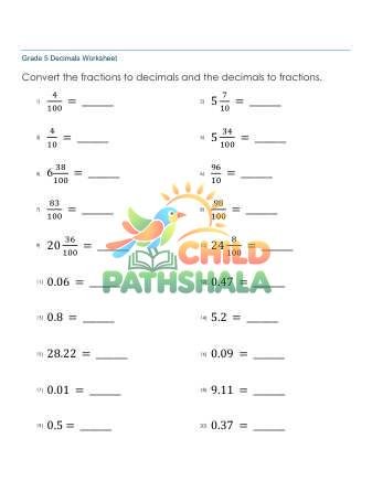 Preview of Fractions Improper Mixed To Decimals B