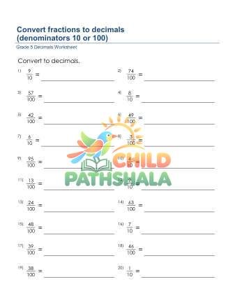 Fractions To Decimals A