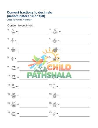 Fractions To Decimals C