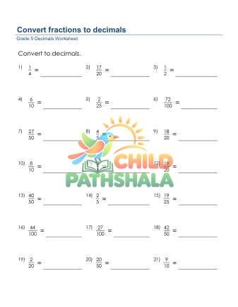 Fractions To Decimals Proper A