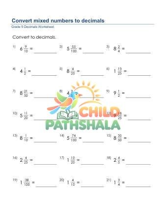 Fractions To Decimals Various Denominators A
