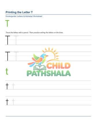 Printing Letters T Worksheet for Grade 1
