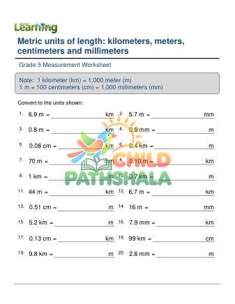 Metric Units Length Decimals B
