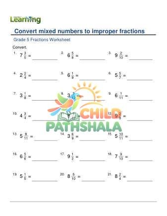 Mixed Numbers To Improper Fractions A
