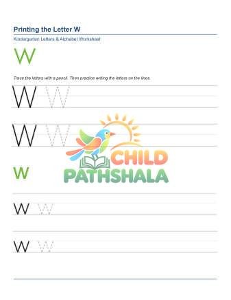 Printing Letters W Worksheet for Grade 1