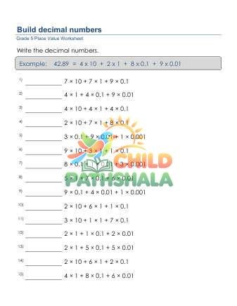 Place Value 6 Digit Decimals A