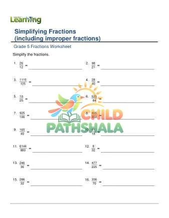 Preview of Simplifying Fractions Improper