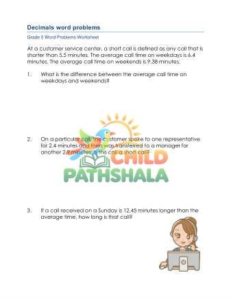 Word Problems Decimals C