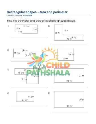 Preview of Geometry Rectangular Shapes Area Perimeter Metric