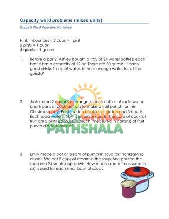 Preview of Capacity Word Problems A
