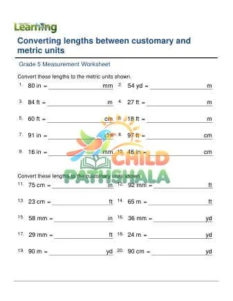 Preview of Converting Lengths Customary Metric