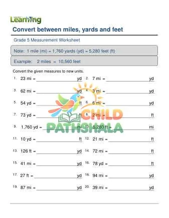 Preview of Converting Units Length Whole Miles Yards Feet