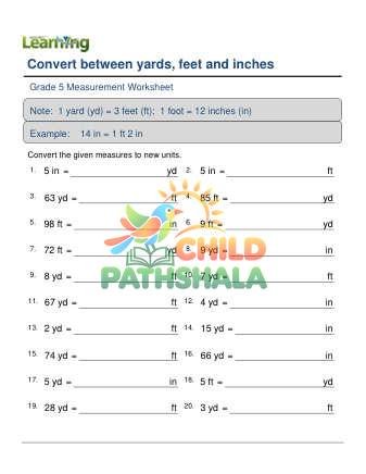 Converting Units Length Yards Feet Inches F Worksheet for Grade 5