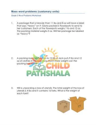 Preview of Mass Word Problems