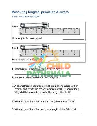 Measuring Lengths Precision Errors B Worksheet for Grade 5