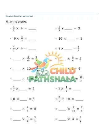 Preview of Fractions Multiply Whole Number Missing