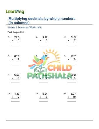 Multiplying Decimals By Whole Numbers Col B