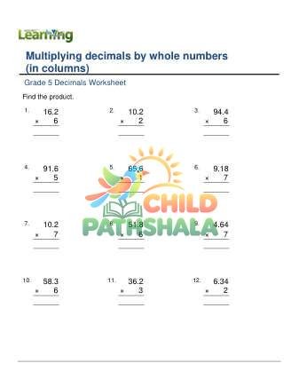 Multiplying Decimals By Whole Numbers Col D