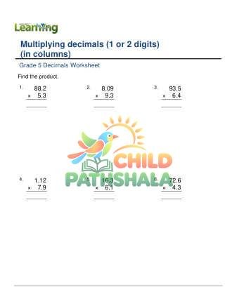 Preview of Multiplying Decimals Columns F