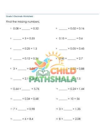 Preview of Multiplying Decimals Missing Factor 2 Digit A